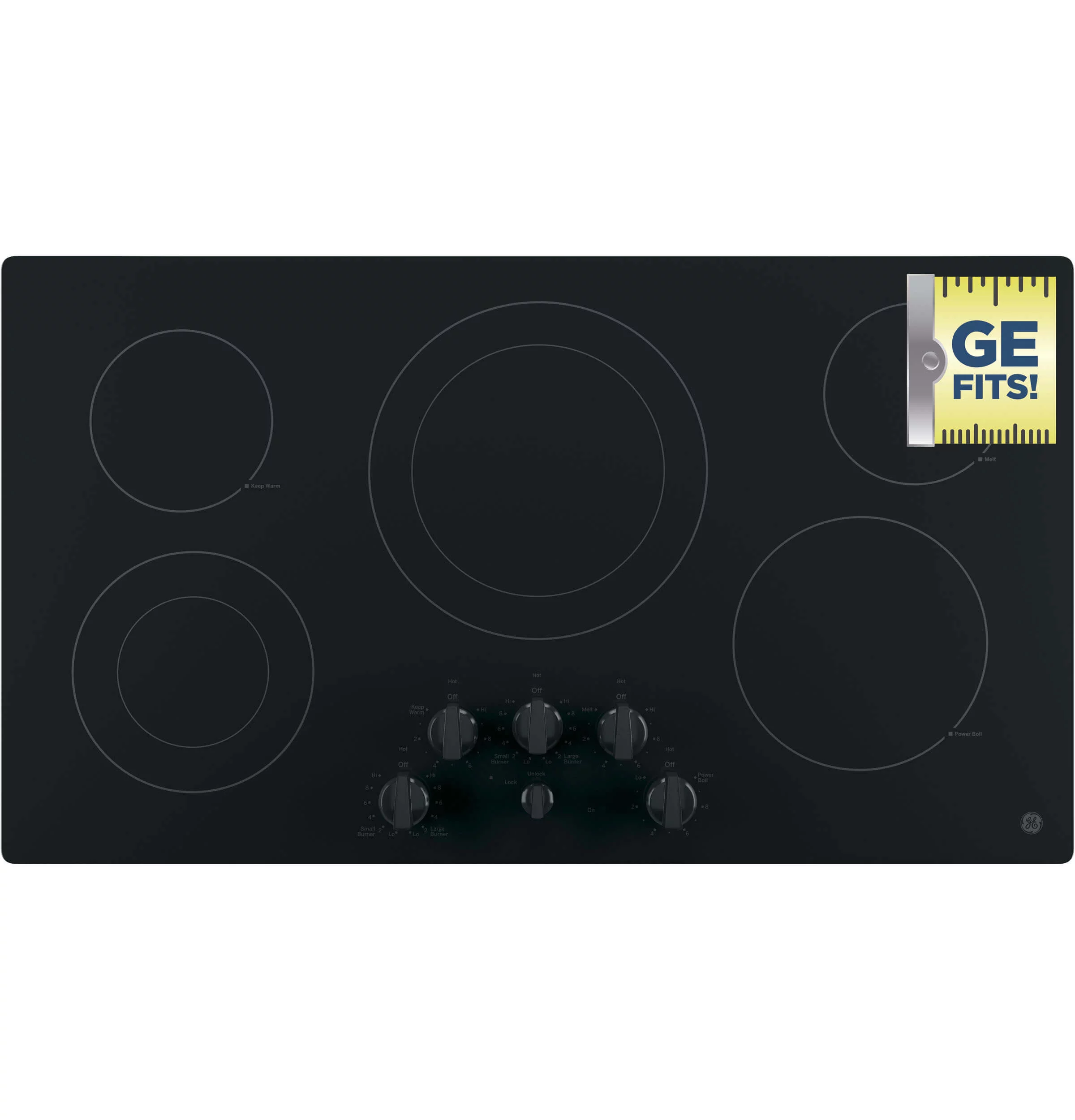 GE - 36" Built-In Electric Cooktop - Black-on-Black
