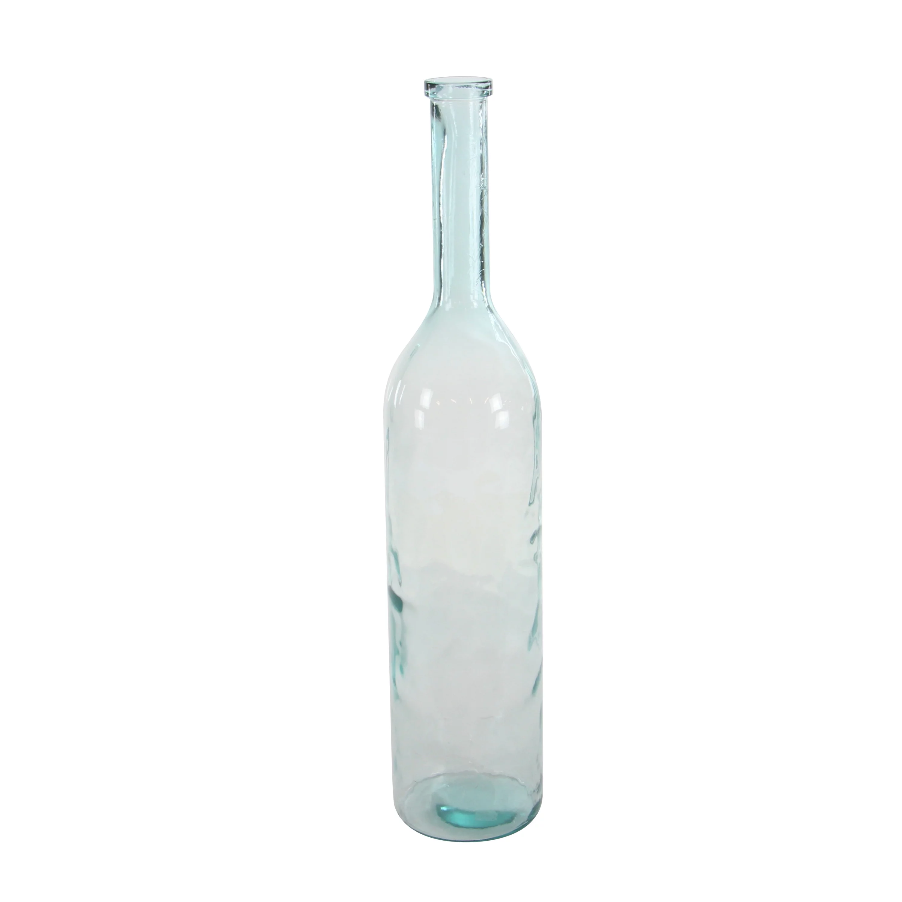DecMode Farmhouse Recycled Glass Blue Spanish Decorative Vase, 8"W x 40"H