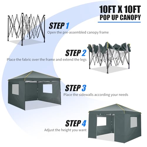 10x10 Pop Up Canopy Tent with 4 Sidewalls and Mesh Windows 2.0