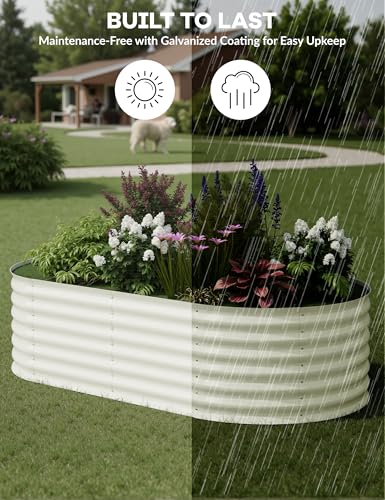 10x4x1.5ft Raised Garden Bed,Galvanized Raised Planter Boxes Outdoor with Easy Assembly, Large Garden Bed for Vegetables, Fruits, Flower