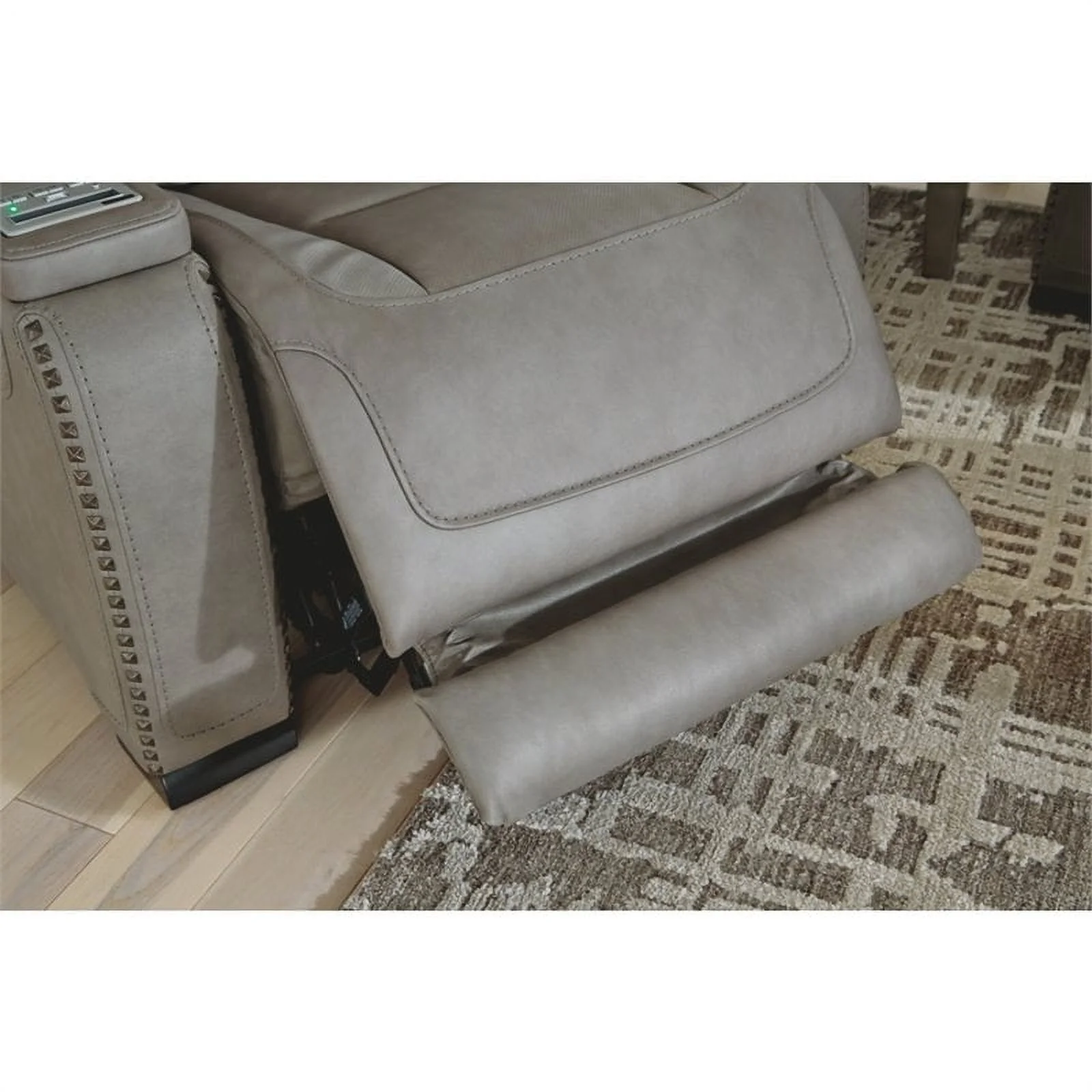 Bowery Hill Contemporary Leather Power Reclining Sofa in Gray