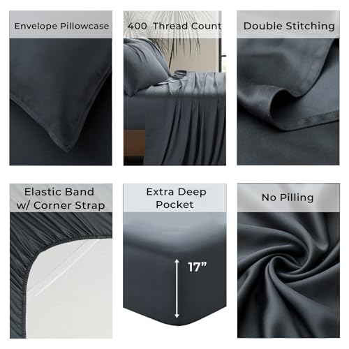 Luxury Bamboo Market | Queen Size Bed Sheet Set | 100% Viscose Made from Bamboo | Organically Grown | Ultra Soft | Cooling Sheets for Hot Sleepers |