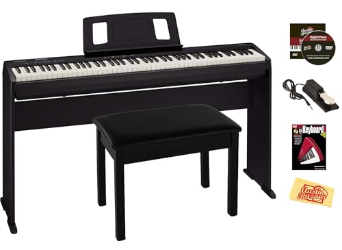 Roland FP-30X 88-Key Digital Piano - Black Bundle with Adjustable Stand, Bench, Sustain Pedal, Online Piano Lessons, Instructional DVD