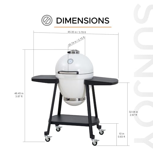 Sunjoy Charcoal Grill 20-Inch Kamado Grill with Pizza Stone, Ultimate Outdoor BBQ Egg Grill and Smoker with Wheels, Navy