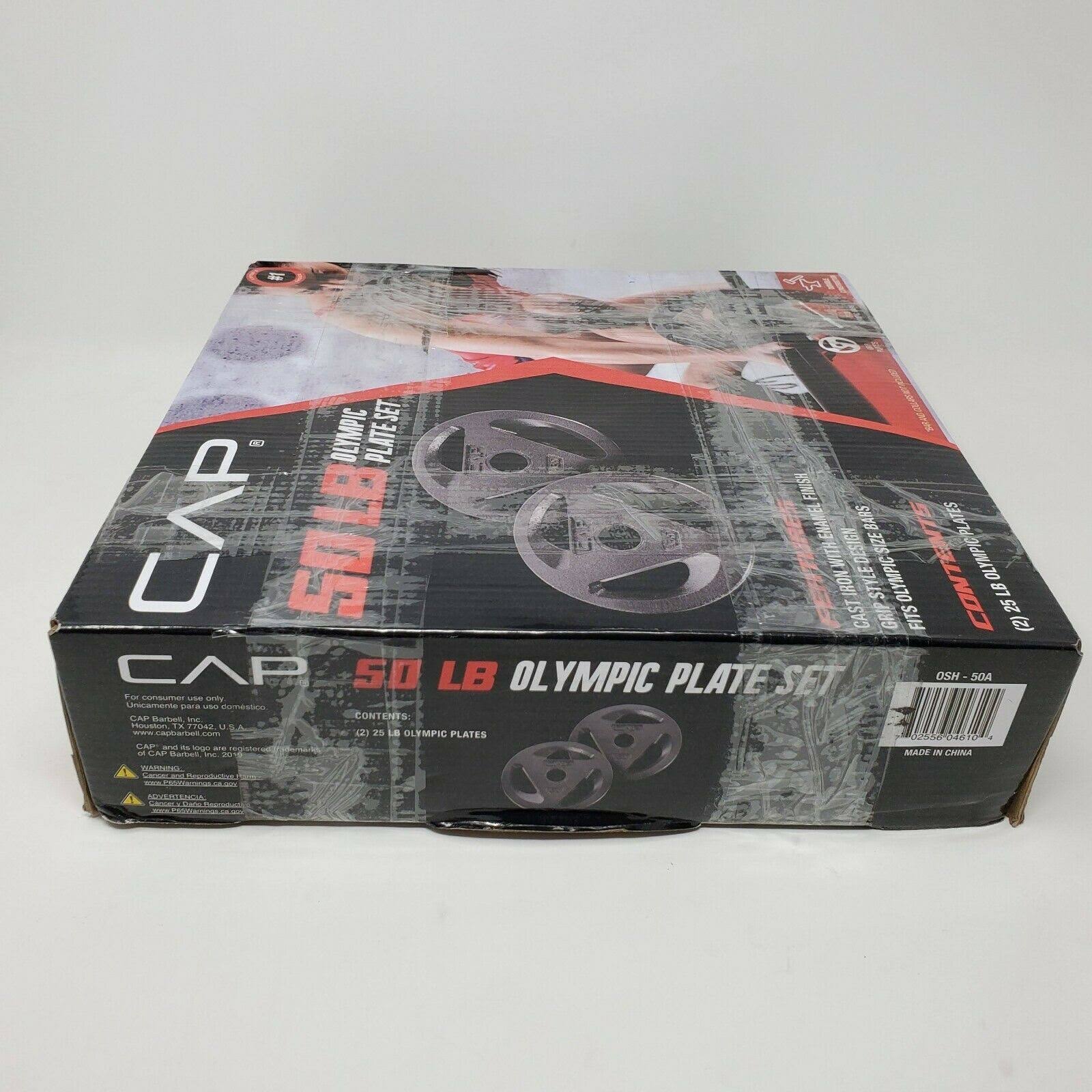 Cap 50lb Olympic Weight Plate Set (2) 25 lb Plates Cast Iron