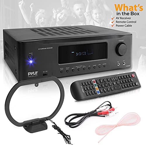 Pyle 2000W 7.1-Channel Hi-Fi Bluetooth 5.0 Stereo Amplifier - AV Home Theater Receiver with Radio - USB - RCA - HDMI - MIC IN