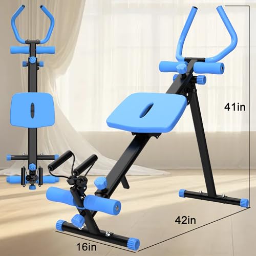 4-in-1 Exercise Equipment Rowing Machine Leg Press Machine Ab Glider Machine Roman Chair Fitness Equipment for Ab Workout Core Strength Training