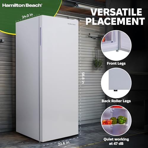 Hamilton Beach HBFRF6892-WHITE HBFRF6892 Upright Convertible Fridge/Freezer-Reversible Door-Removable Glass Shelves-Adjustable Controls-6.8 cu ft