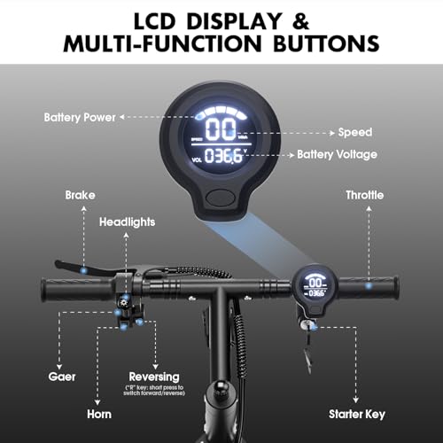 Foldable 3 Wheel Electric Scooter with Seat for Adults and Teens Electric Trike with 450W Motor and Removable 36V Battery Upgraded Dual Suspension