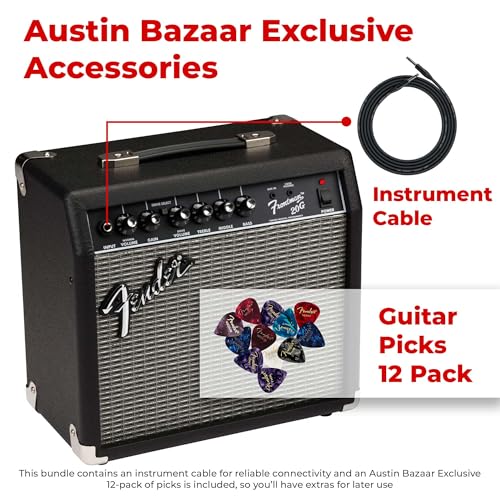 Fender Frontman 10G Guitar Combo Amplifier - Black Bundle with Cable and Austin Bazaar Exclusive 12-Pack Picks