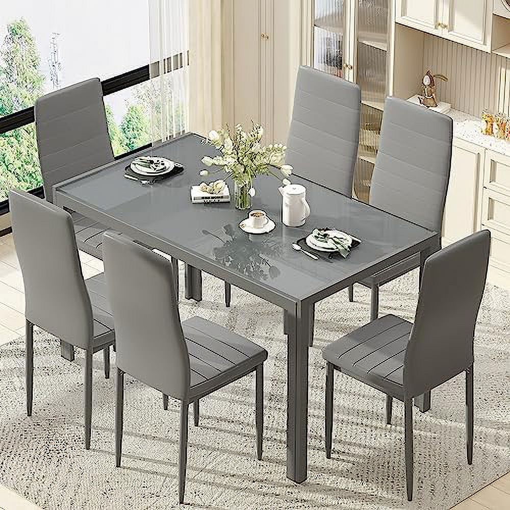 TJUNBOLIFE Dining Table Sets for 4  5 Piece Faux Marble Kitchen Table and Chairs Set for 4 Person  47"