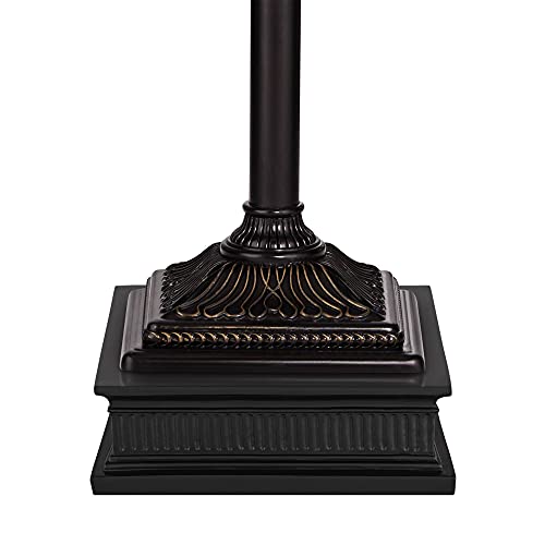Regency Hill Garver Industrial Style Torchiere Floor Lamp with Reading Light Riser 76.75" Tall Oil Rubbed Bronze Brown Metal Amber Glass Shade Decor