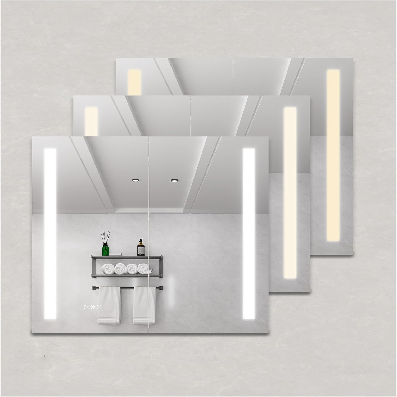 36 x 30 inch Medicine Cabinet with LED Vanity Mirror, Anti-Fog, Dimmable, Recessed or Surface Mount