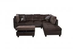 PonLiving Furniture Gazel 103.5'' Sectional Sofa with Storage Ottoman