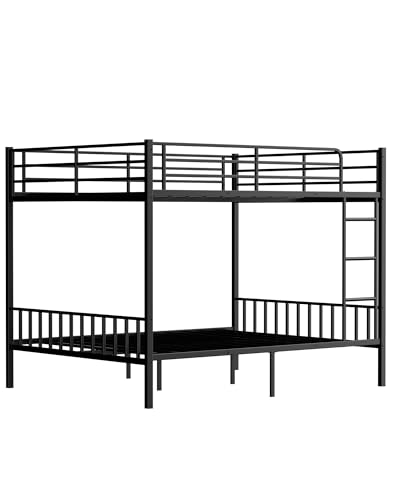 Full Size Loft Bed with Desk and Storage Stairs, Heavy Duty Metal Loft Bed Frame with Wardrobe