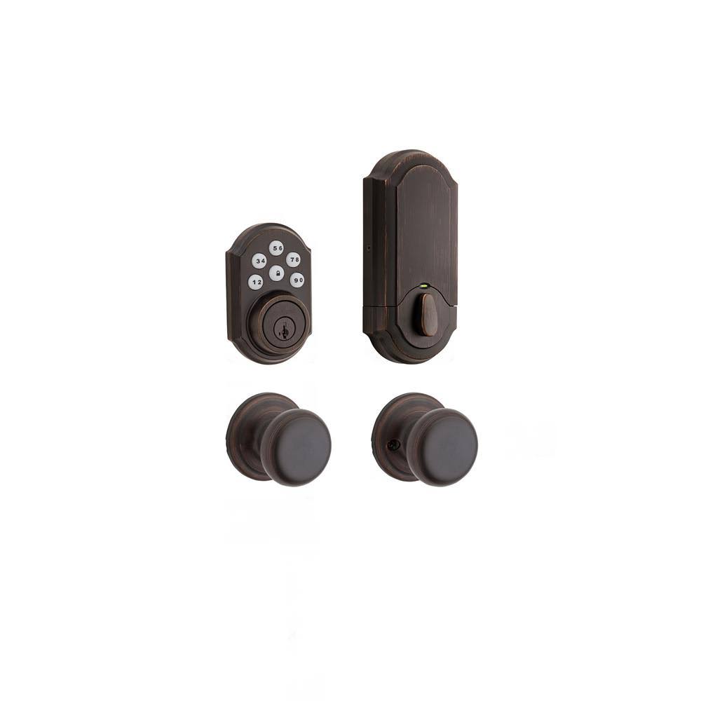 Kwikset SmartCode 909 Venetian Bronze Single Cylinder Electronic with Juno Passage Knob
