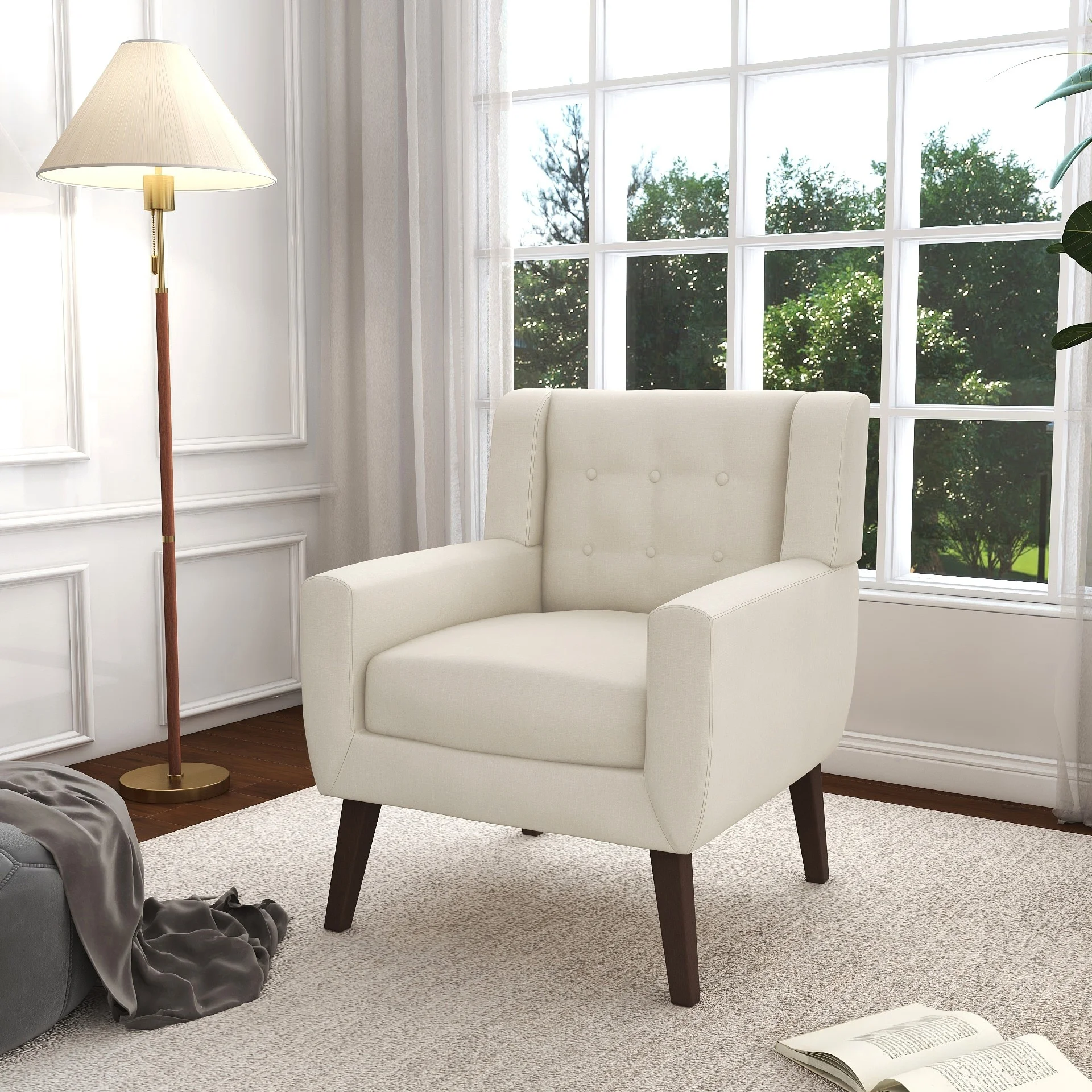 Daisy Cotton/ Linen Look Fabric Modern Accent Chair Armchair Accent Chairs Grey(Set of 2)