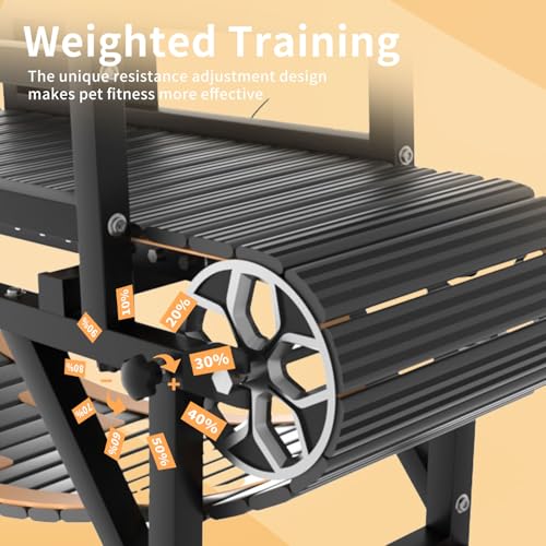Dog Treadmill with Disc Brake, Resistance Adjustment, Paw-Friendly PE Slatmill & Speedometer - Heavy Duty Dog Treadmill for Large & Medium Dogs