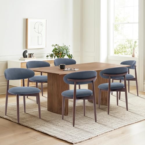 COLAMY Wooden Dining Chairs Set of 4, Modern Fabric Upholstered Dining Room Chair, Farmhouse Kitchen Chairs with Foot Pegs, Green