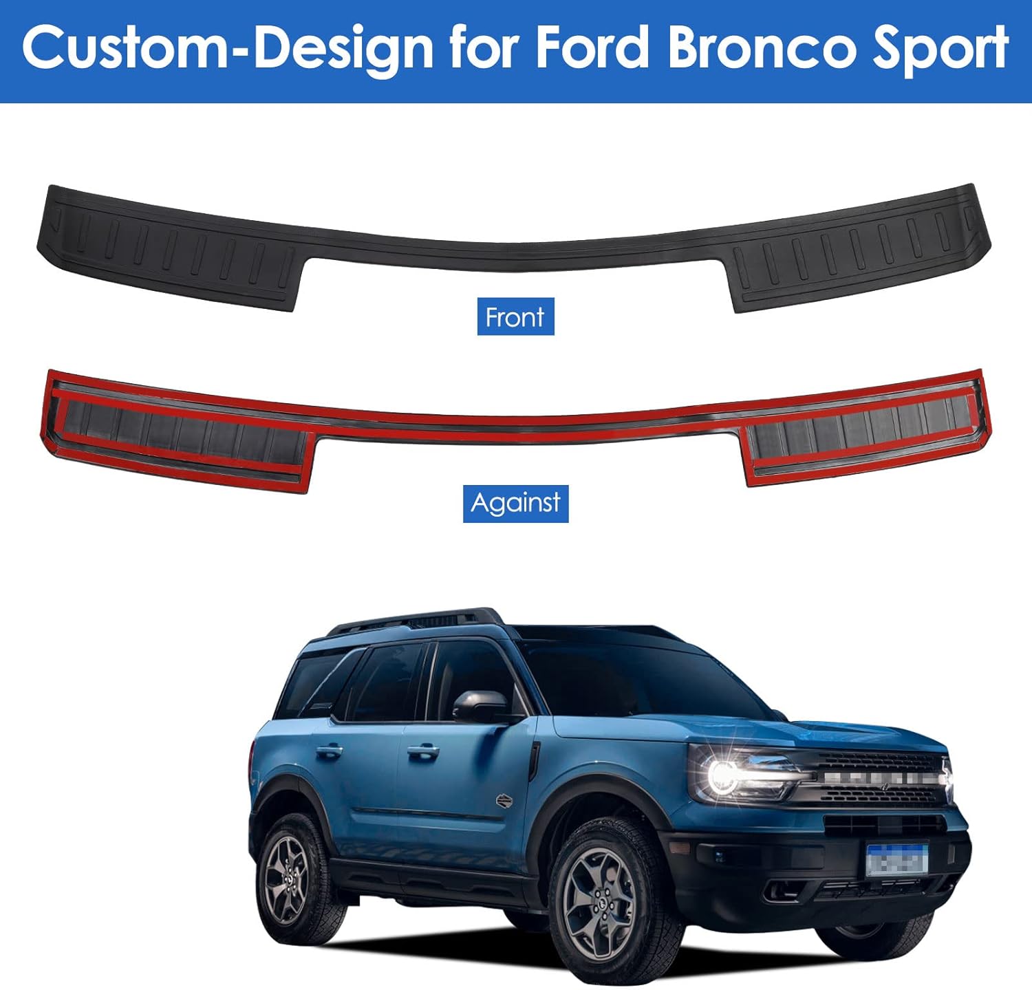 Car Bumper Guard Compatible with 2021 2022 Ford Bronco Sport Accessories Scratch Resistant Exterior Rear Trunk Door Entry Protective Mat Black