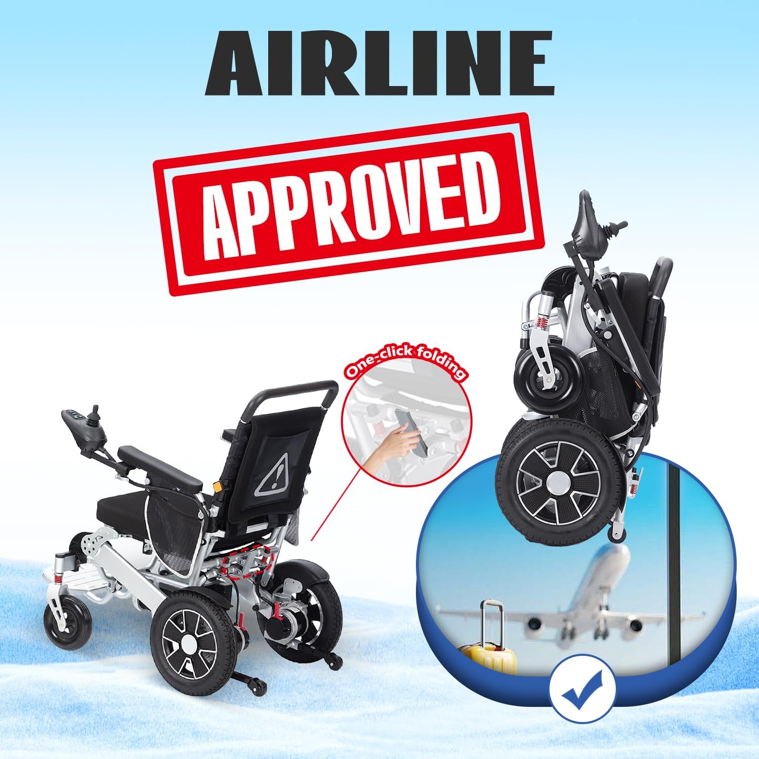 Electric Wheelchair for Adults,55lbs Lightweight Folding Power Wheelchair