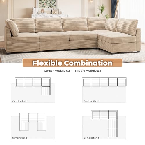 ovios 130.7" Modular Sectional Sofa Couch, U-Shaped Cloud Couches with 2 Ottomans Chaise