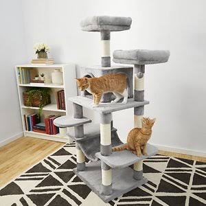 Frisco 59-In Faux Fur Cat Tree u0026 Condo, Dark Charcoal