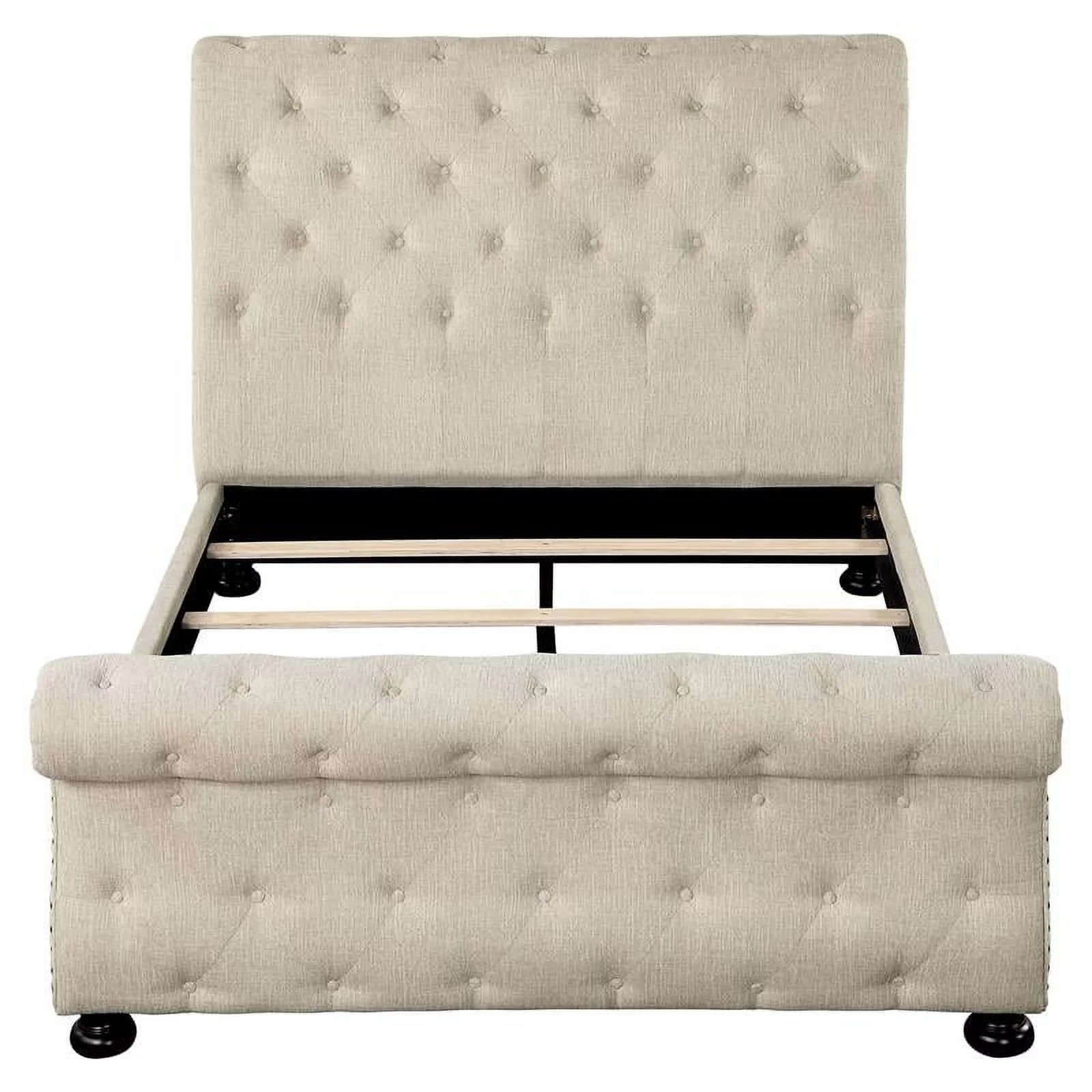 Lexicon Crofton Classic Wood Tufted Sleigh Bed, California King, Beige