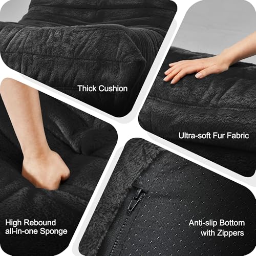 Bean Bag Chairs for Adults Giant Bean Bag Chair Memory Foam BeanBag Chair Big Bean Bag Sofa with Filler Faux Fur Fireside Beanbags Lazy Sofa for
