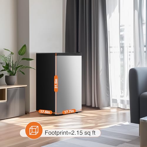 Sweetcrispy 3.2 Cu.Ft Mini Fridge with Freezer Small Refrigerator Single Door Adjustable Thermostat Energy-efficient Low Noise