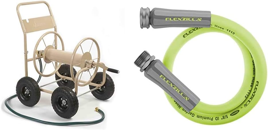 Liberty Garden 870-M1-2 Industrial 4-Wheel Garden Hose Reel Cart, Holds 300-Feet of 5/8-Inch Hose - Tan