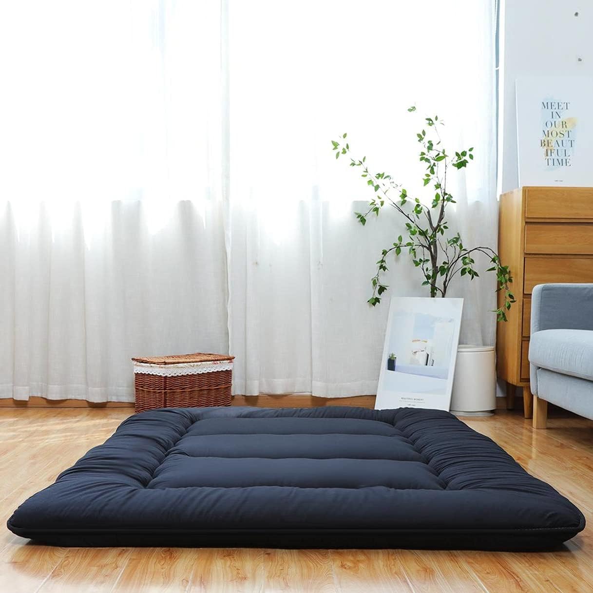 XICIKIN Japanese Floor Mattress, Japanese Futon Mattress Foldable Mattress, Roll Up Mattress Tatami Mat with Washable Cover