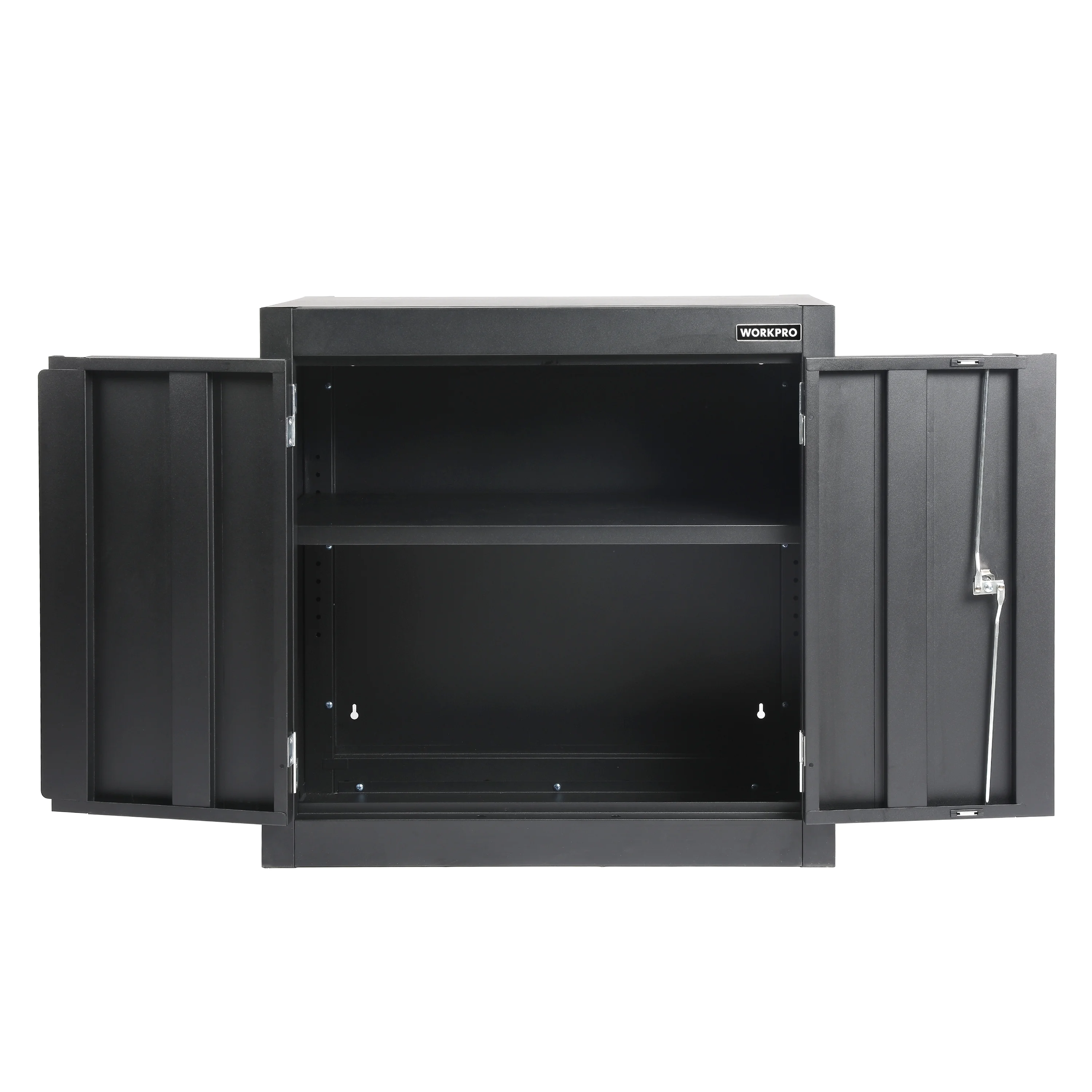WORKPRO 28-Inch Wall Garage Storage Cabinet, Adjustable Shelf, Steel, Black
