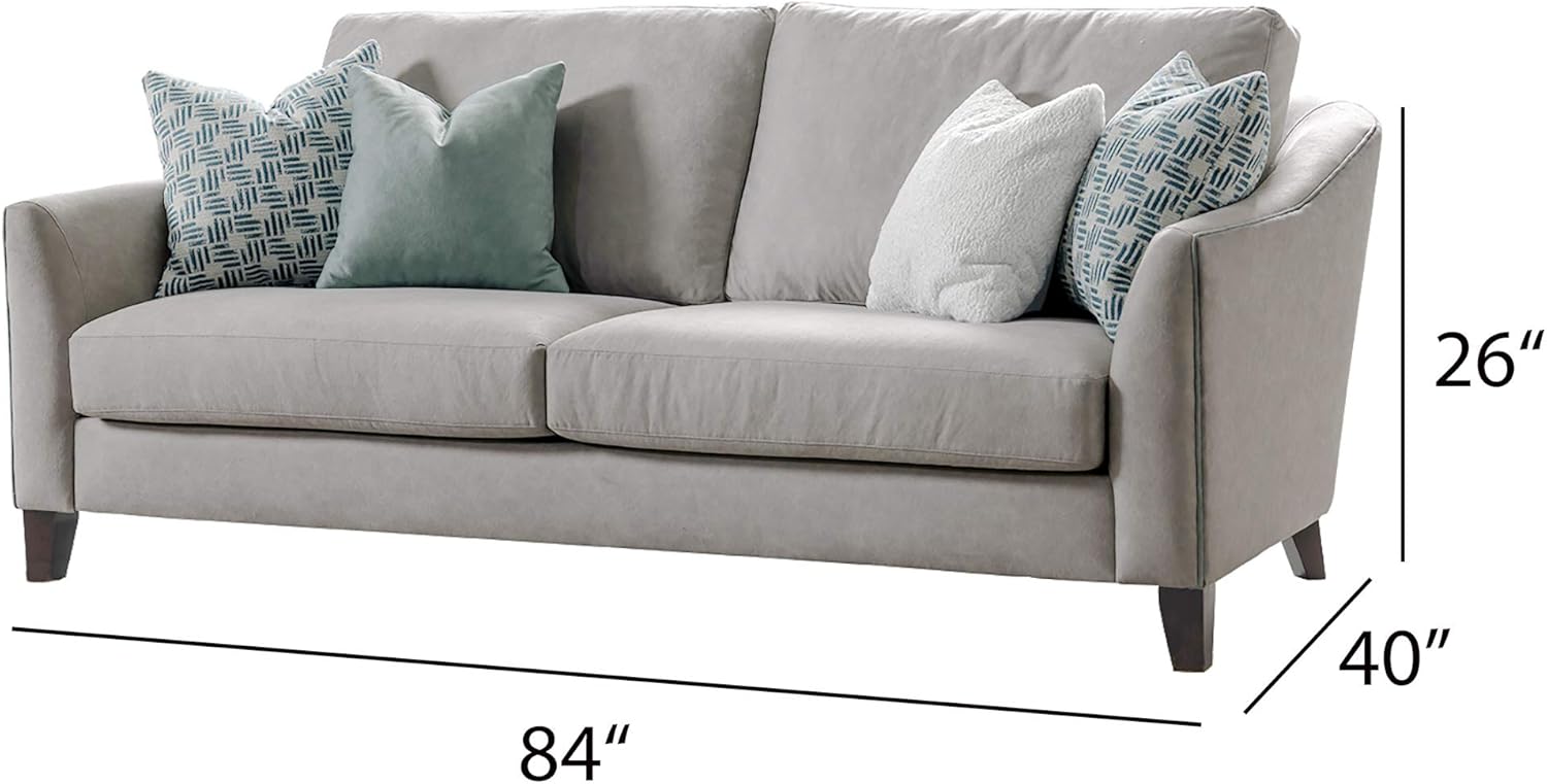 Acanva Luxury Mid-Century Leathaire Curved Arm Living Room Sofa, 84”W Couch, Grey