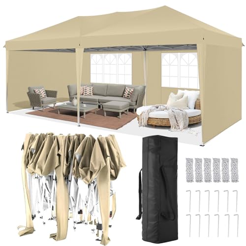 COBIZI Canopy 10x20 Pop Up Canopy Tent with 6 Sidewalls Party Tents for Parties Weddings Backyard Waterproof Canopy Outdoor Commercial Canopy Event