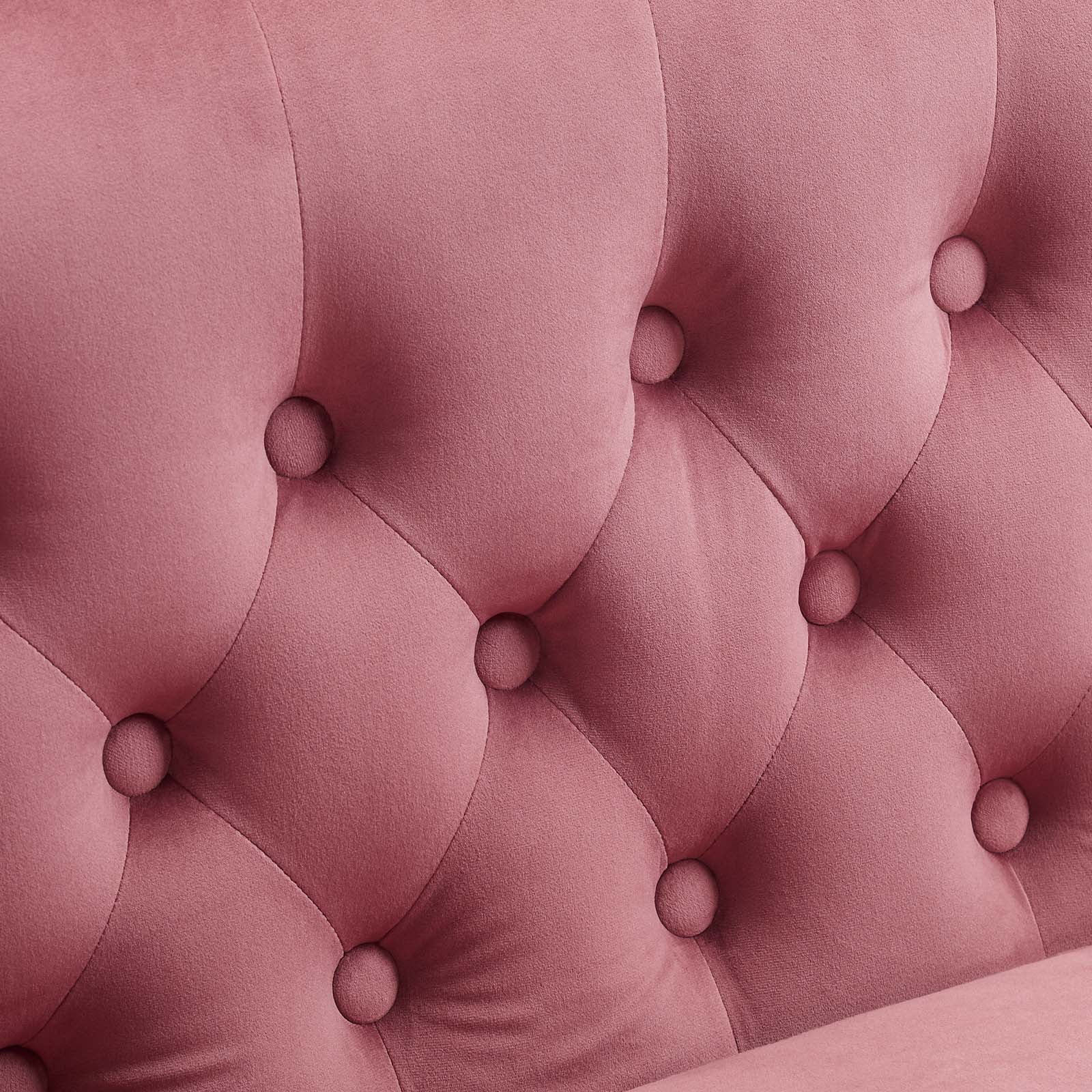 Modway Prospect Performance Velvet Loveseat in Dusty Rose