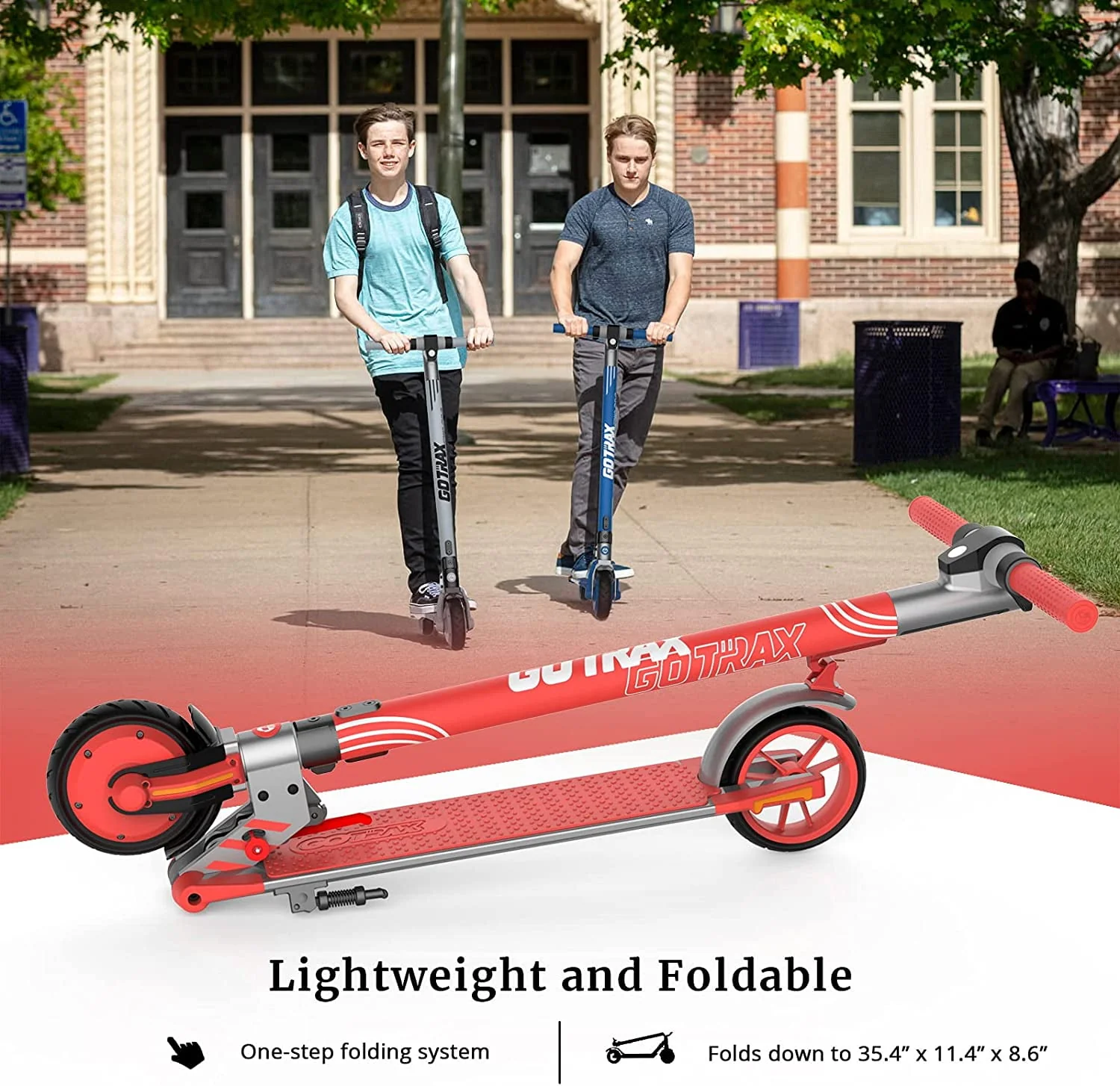 GOTRAX Vibe Electric Scooter for Kids Teens 8-15, 250W 6.5 Tires 7 Miles Foldable Commuting E-Scooter, Blue