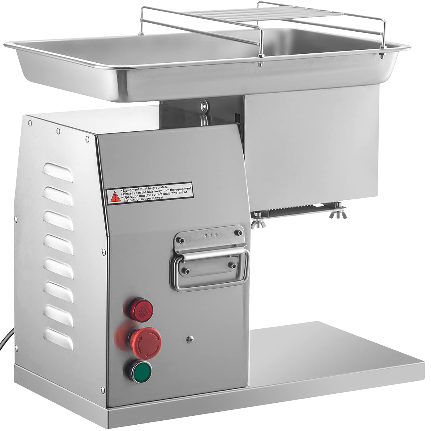 VEVOR Commercial Meat Cutter Machine 1100 LB/H 3mm Stainless Steel with Pulley 600W Electric Food Cutting Slicer for Kitchen Restaurant Supermarket