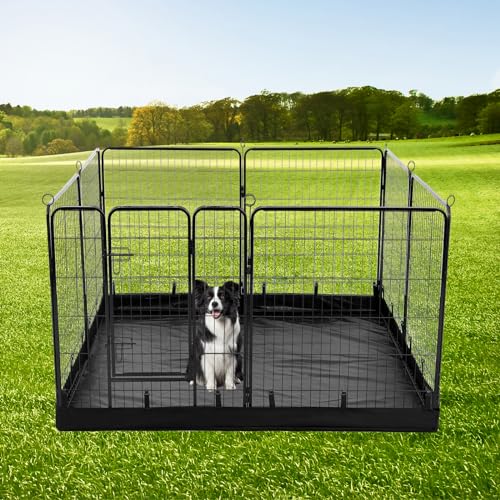PJYuCien Dog Playpen Plus Storage Bag, 32" H 8 Panels Puppy Pen with Square Bottom, Heavy Duty Dog Fence for Puppies/Small Dogs