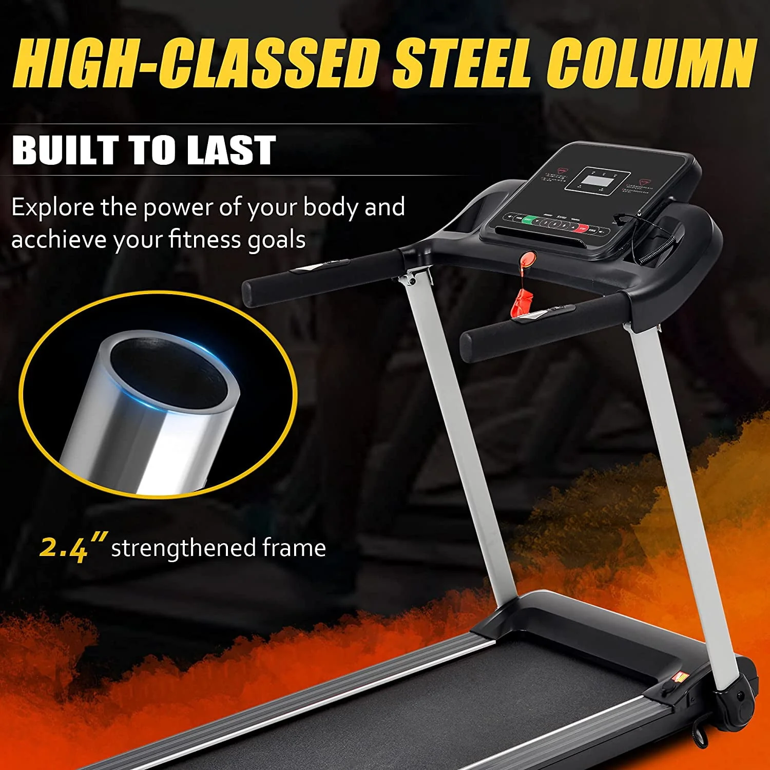 Merax Motorized Treadmill for Home, 2.5HP Electric Treadmill for Running, Walking and Jogging Exercise with Speakers, 12 Programs, Tracking Pulse