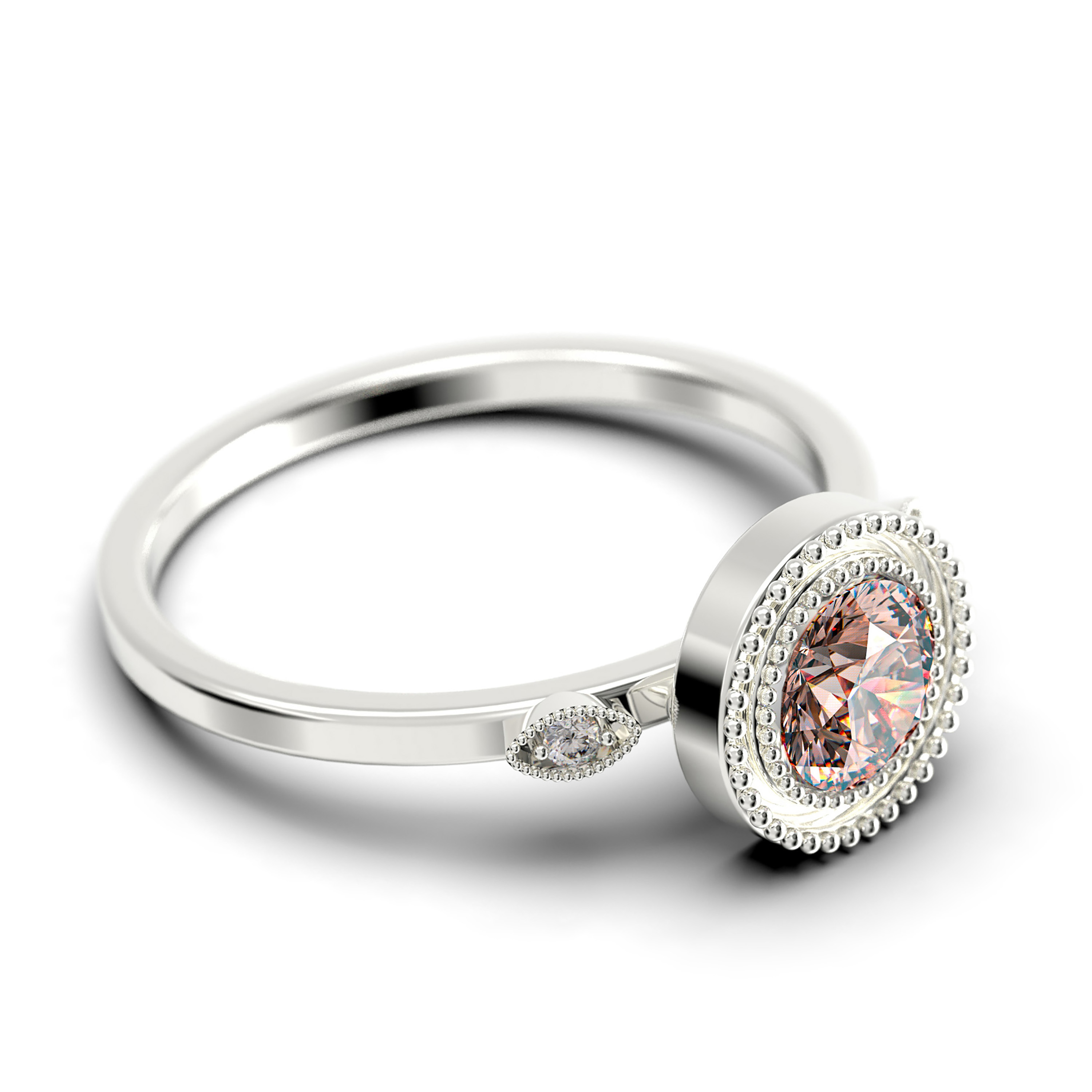 Gorgeous Art nouvea 1.10 Carat Round Cut Antique Morganite And Diamond Moissanite Engagement Ring