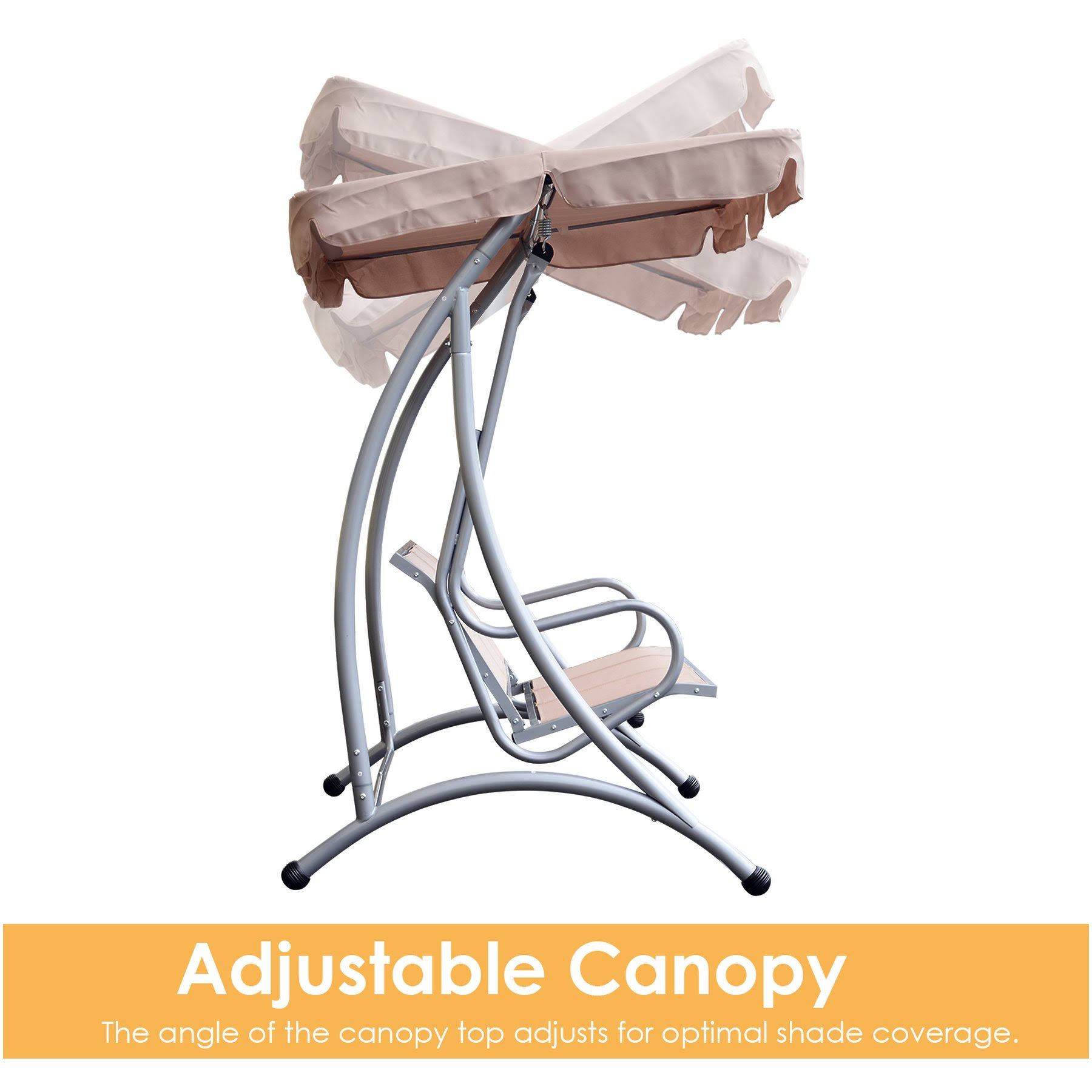 Outsunny 3 Person Steel Outdoor Patio Swing Chair with Canopy - Beige