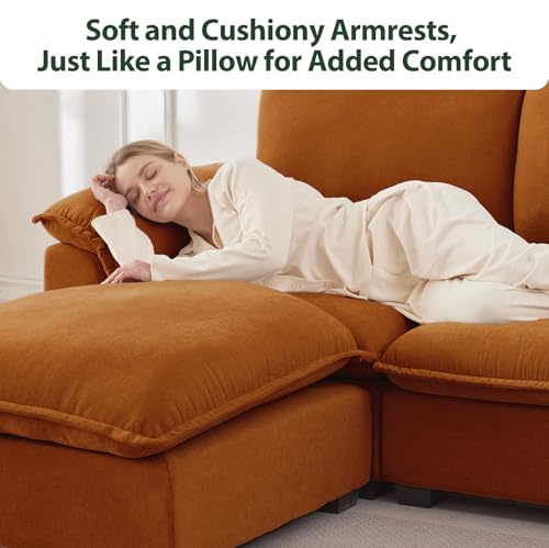 Cloud Couch Sectional for Living Room L Shaped Couch Modular Sectional Sofa Chenille Fabric for Apartment Ivory Beige