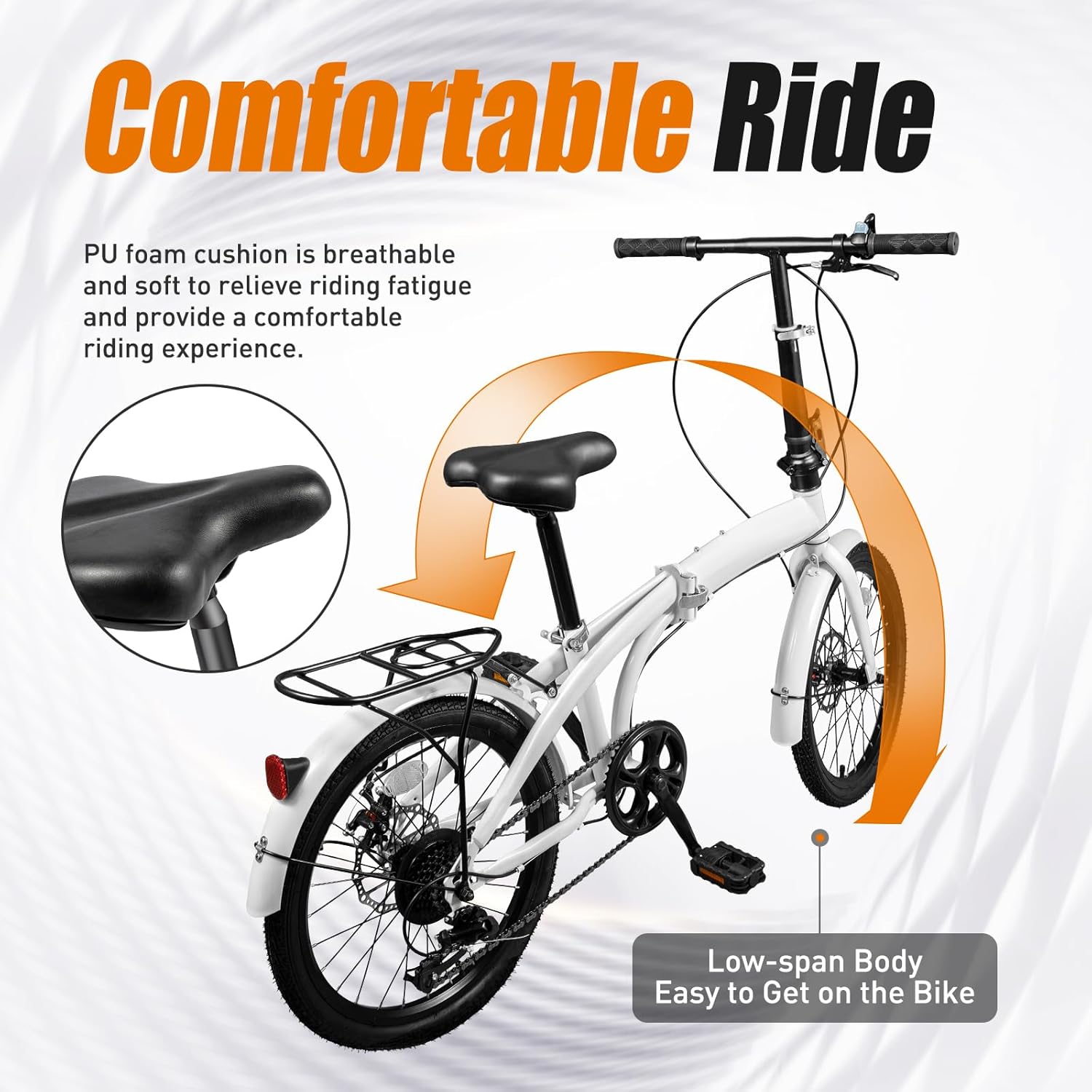 Foldable Bicycle,Folding Bike with 7 Speed Gears 20-inch Wheels Easy Folding City Bicycle with Disc Brake, Front and Rear Fenders…