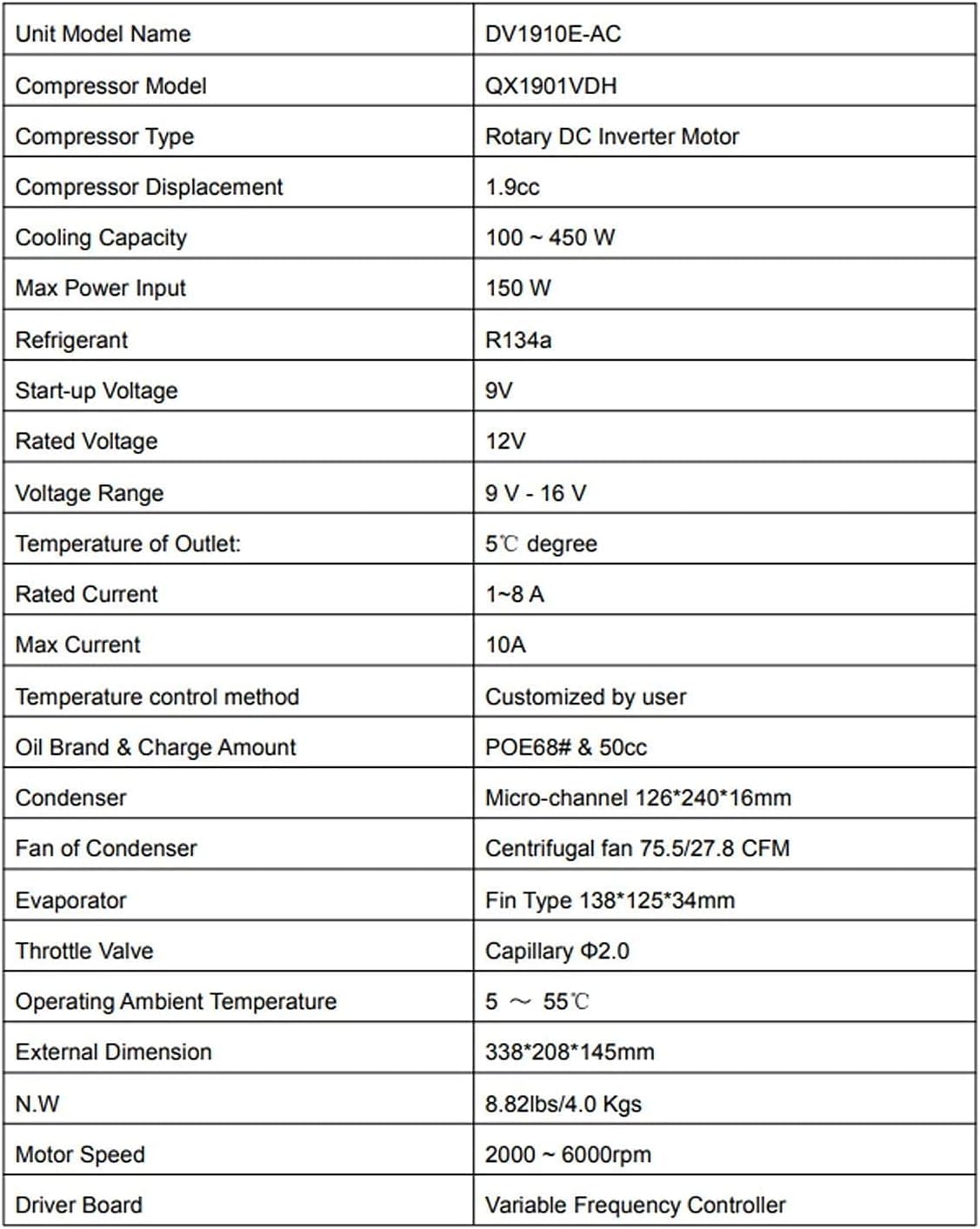1,535 BTU 12V DC Compact AC Air Conditioning Small System Condenser Unit with Refrigeration Compressor for Small Space Cooling for Cabin,Tractor Cab
