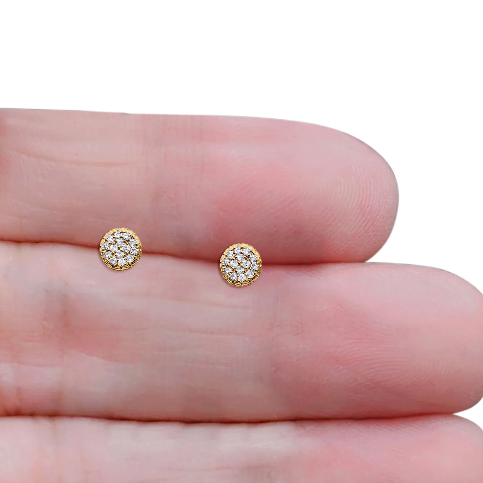 10K Yellow Gold 5.8mm Round Shaped Classic Diamond Stud With Push Back Earrings