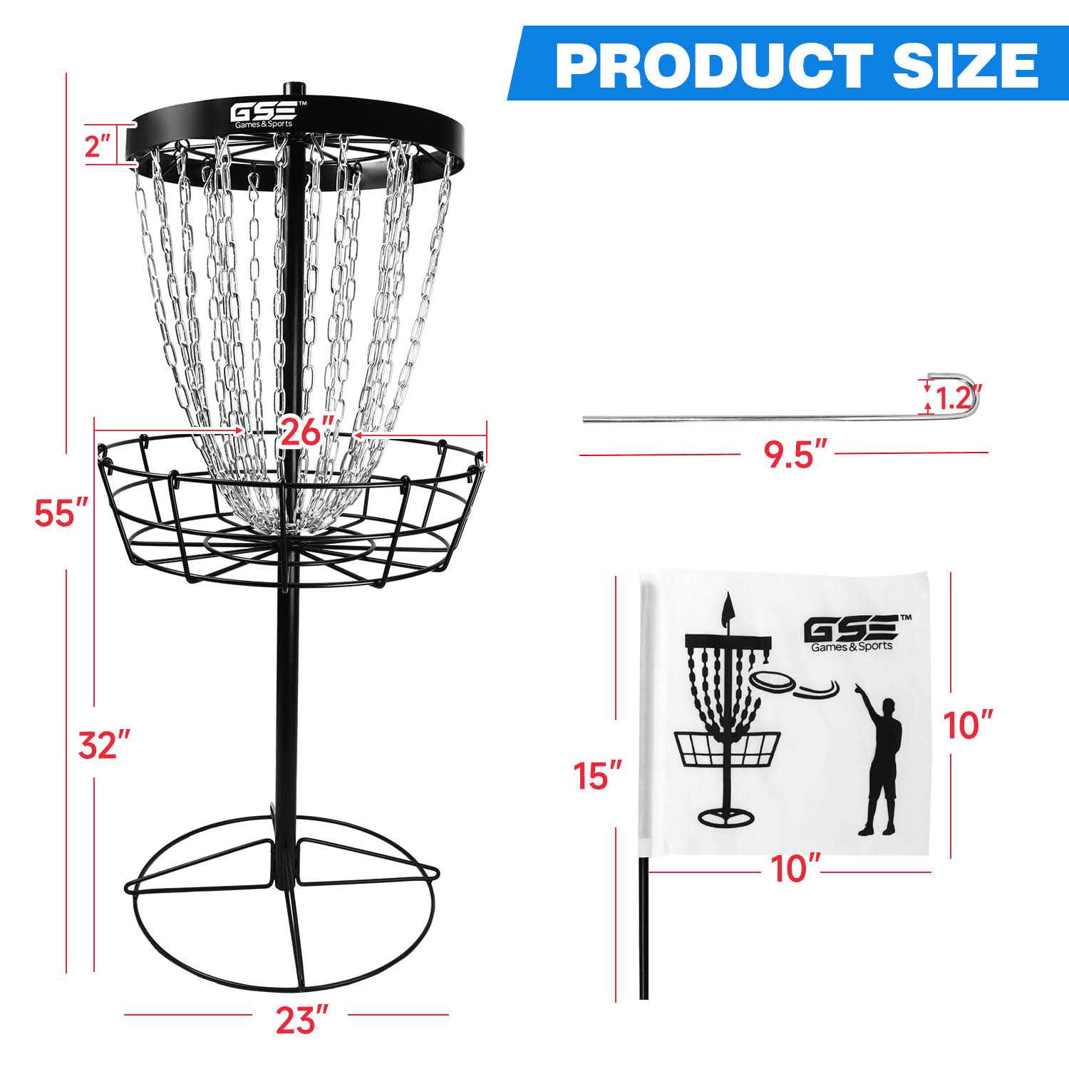 GSE Games &amp; Sports Expert GSE Professional Portable 24-Chain Disc Golf Targets Basket - Sports Supplies Online Store