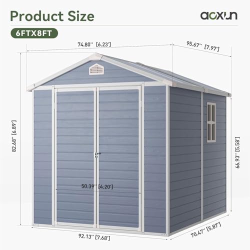 Aoxun Outdoor Storage Shed 5 x 3FT, Resin Shed with Floor and Lockable Door, Plastic Sheds for Garbage Can, Tool, Accessories, Lawn, Garden - Grey