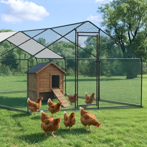 Outvita Chicken Coop, 13×10 FT Large Metal Chicken House, Poultry Habitat Cage with Waterproof Cover