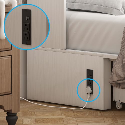 Mjkone Queen Size Cabinet Murphy Bed with Tri-Fold Mattress, Modern Multipurpose Wall Cabinet Chest Bed